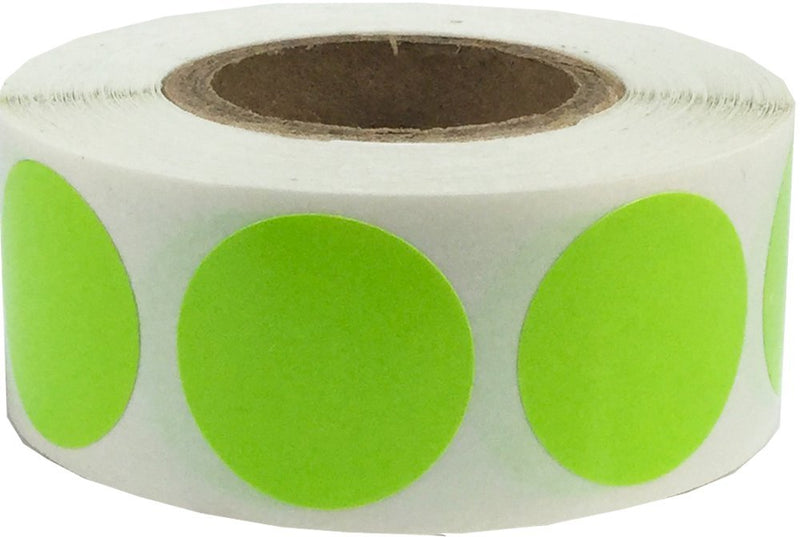 Hot Green Color Coding Labels for Organizing Inventory 0.75 Inch Round Circle Dots 500 Total Adhesive Stickers On A Roll
