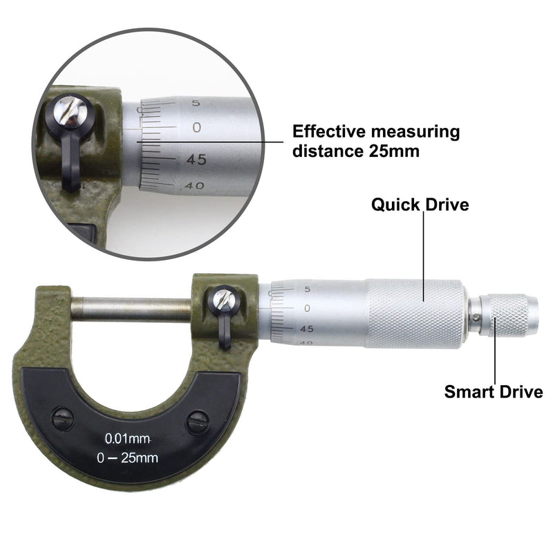 [Australia - AusPower] - ZDNT Outside Micrometer 0-25 mm Micrometer Screw 0.01 mm Resolution Micrometer Resolution Micrometer Metric Outside Micrometer Micrometer Micrometer 
