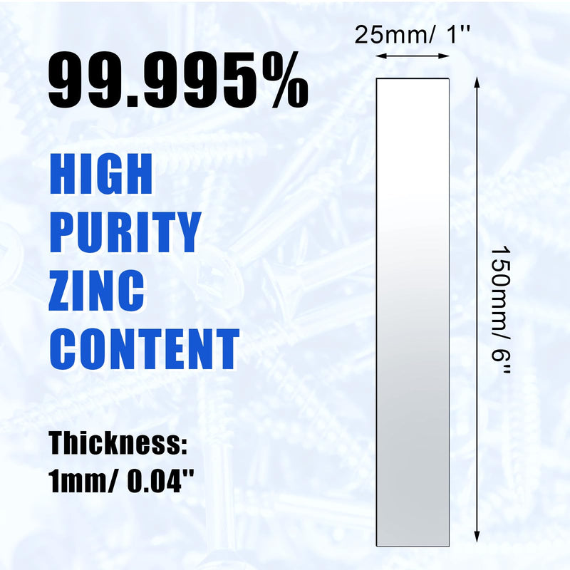 [Australia - AusPower] - 10 Pcs Pure Zinc Anode Sheet (99.995% Pure) for Zinc Plating and Zinc Electroplating, Zinc Electrode Strip 0.04' 'x 1'' x 6'' / 1mm x 25mm x 150mm 
