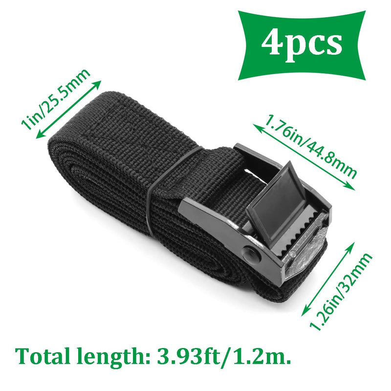 [Australia - AusPower] - 2 PCS 1" x 4ft/48 Battery Tie Down Strap kit,Battery Hold Down Strap with Stainless Steel Cam Buckle,4 Stainless Steel Eye Strap Mounts, 8 SS Screws for Boats, Luggage Belt, Cars O-093 