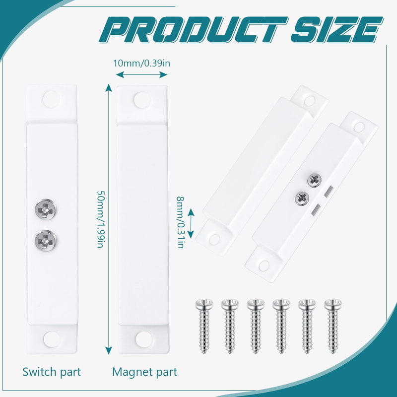 Tellegloww 20 Sets Nc Wired Surface Mounted Alarm Magnetic Door Alarm Contact Sensor Door Window Reed Switch Sensor with Double Side Tape for Security