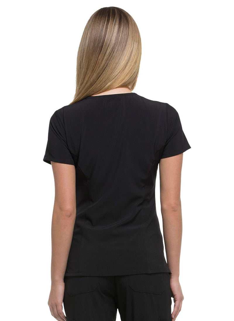 [Australia - AusPower] - Dickies EDS Essentials Scrubs, V-Neck Womens Tops with Four-Way Stretch and Moisture Wicking DK615 Large Black 
