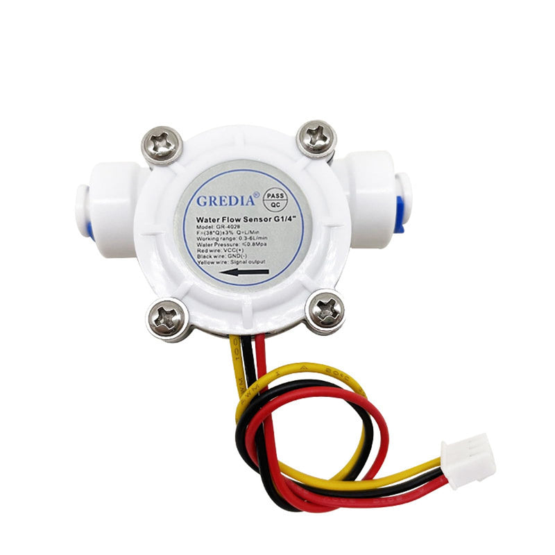 1/4" Quick Connect Water Flow Sensor Food-Grade Switch Hall Effect Flowmeter Fluid Meter Counter 0.3-6L/min G1/4" qiuck connect GR-402B 1