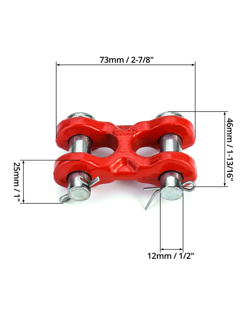 [Australia - AusPower] - QWORK 3/8 Inches Twin Clevis Safety Chain Repair Links, 2 Pack Trailer Tie Down Links, Industrial Grade Heavy Duty Material - 6,600 LBS. Capacity 6600lbs 
