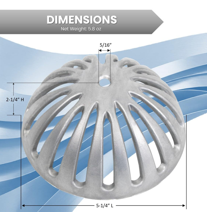 Leyso Heavy Duty Aluminum Dome Floor Drain Cover and Drain Strainer, Removable Outdoor Drain Cover, Dome Strainer for Restaurant, Home, Garden, Roof Top 5-1/4" Diameter x 2-1/4"H (3 PCS) 3
