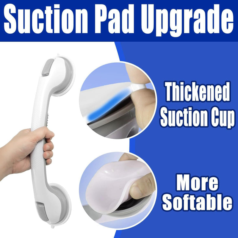 2 Pack 16.14” Grab Bars for Bathtubs and Showers, Shower Handles for Elderly Suction Cup Grab Bars for Shower Wall Heavy Duty, Safety Grab Bar for Seniors Suction Bathroom, No Drilling 2 pack 16.14 inch Gray