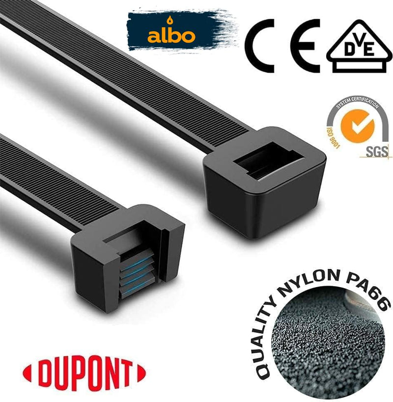[Australia - AusPower] - ALBO Black Zip Ties Assorted Sizes 400 Pack Plastic Cable Ties 6+8+10+12 inch Wire Tie UV Resistant Nylon Tie Wraps Assorted Sizes Black Assorted Sizes 400 Pack 