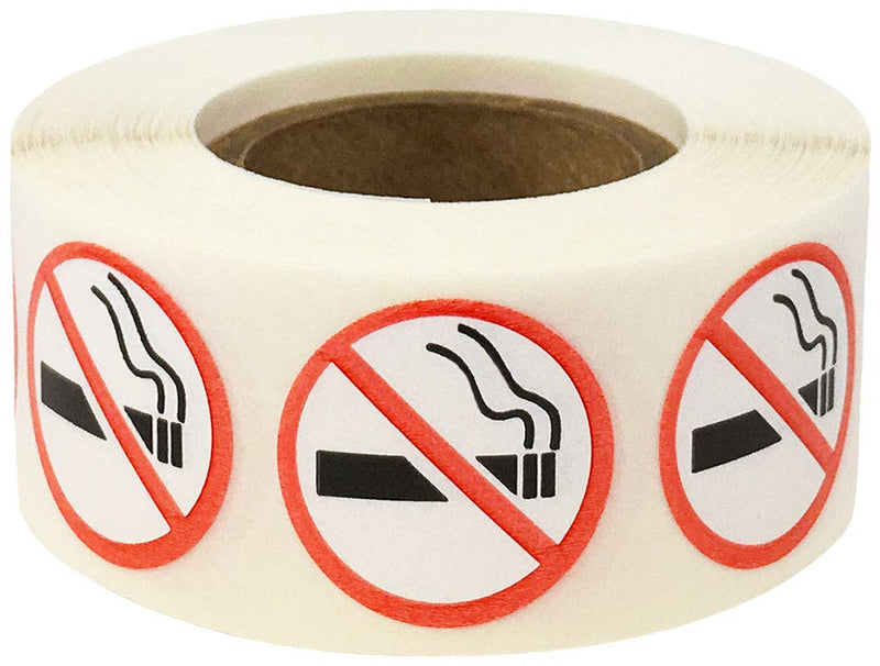 No Smoking Circle Stickers – 3/4 Inch Round Adhesive Labels, 500 Total Stickers Per Roll for Safety, Business Signage, Packaging, and Public Spaces – Made in the USA