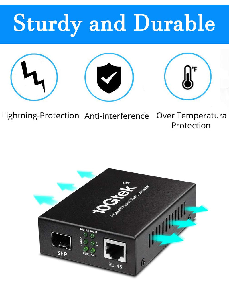 [Australia - AusPower] - Fiber to Ethernet Media Converter, Gigabit Single Mode SFP LC Converter, 1000Base-LX to 10/100/1000M RJ45, SMF, 1310nm, up to 20km (12.4miles) Single Mode: 20km 1 Pack 