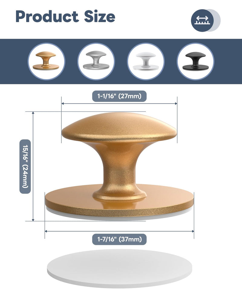 20 Pack Self Adhesive Cabinet Knobs, No Drilling Self Stick Drawer Knob, Stick-on Kitchen Cabinet Stainless Steel Handle Pull for Window, Wardrobe, Dresser, Cupboard, Closet (20, Antique Gold) 20