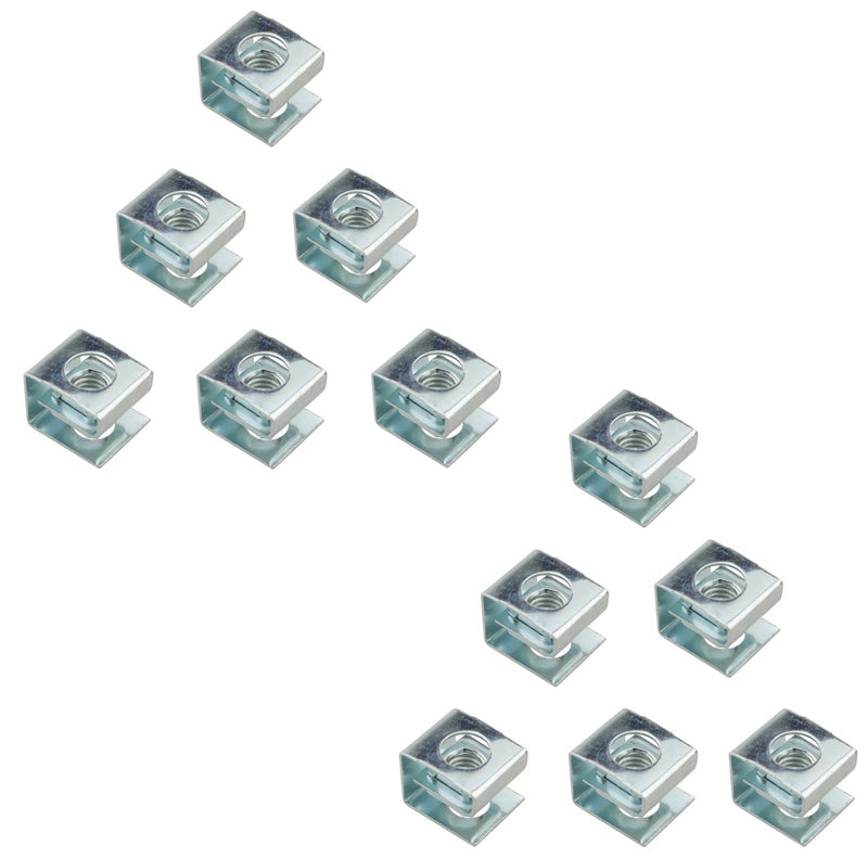 [Australia - AusPower] - 12Pcs M6 Cage Nuts Carbon Steel 10-32 U-Shaped Slide-on Cage Nut,Clip-On Nuts 