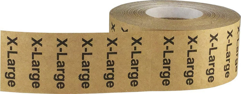 InStockLabels X Small-XX Large Clothing Size Strip Labels 1.25 x 5 Inch 1 Roll Each 125 Adhesive Stickers Per Roll 750 Adhesive Stickers, Natural Kraft
