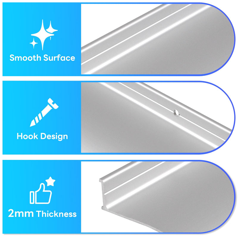 4" Extra-Wide Door Rain Drip Guard, 52" L Heavy Duty Aluminum Thickened Window Door Rain Deflector, Door Drip Cap, 0.8" Height Overhead Drip Edge (Silver) 1 52in-Silver