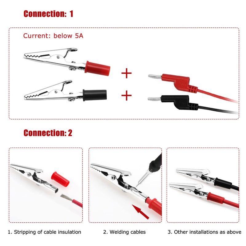[Australia - AusPower] - VooGenzek 30 Pieces Alligator Clips, Test Metal Alligator Clips, Electrical Test Clips for Laboratory Tests, with Plastic Handle (Red & Black) Single Plastic Hand - 30 Pieces 