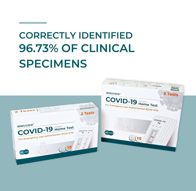COVID-19 Antigen Home Test, FDA EUA At-Home Self Test, Non-invasive Nasal Swab, Easy to Use & Results Within 15 Minutes (1 Pack, 5 Tests Total)