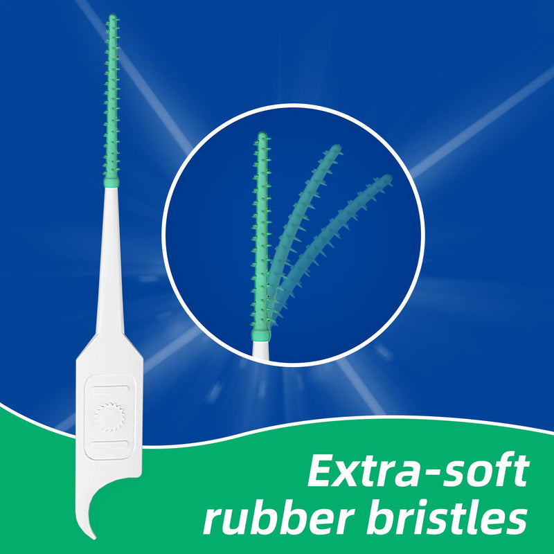 [Australia - AusPower] - Dental Picks Soft Tooth Picks for Teeth Cleaning, Easy to Use Disposable Interdental Brushes with Convenient Carry Case (Green, 300 Count) Green 1 Count (Pack of 300) 