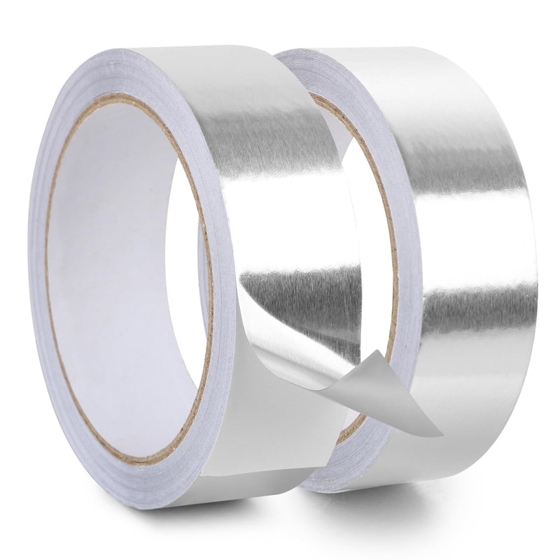 2PCS Aluminum Foil Tape 1.18 Inch 65 Ft 3.9 Mils High, High Temperature Heavy Duty Insulation Tape for Air Ductwork, Dryer Vents, HVAC, Sealing & Patching