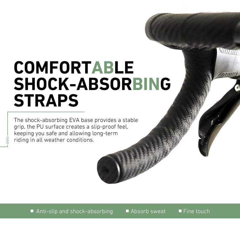 2 PCS Bike Handlebar Tapes, Carbon Fiber Bicycle Bar Wrap, Anti-Slip Shock-Absorbing Handle Grip Tape, Universal for Road Bike/Mountain Bike (Black)