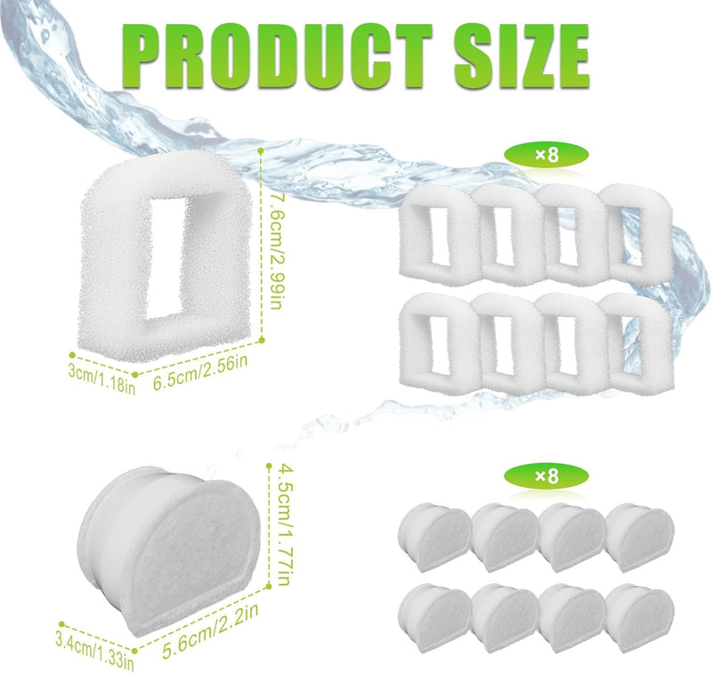 Pet Fountain Filter Replacement Compatible with Drinkwell Fountain Stainless Steel 360 Avalon, Pagoda Seascape and Sedona Water Bowl, Dog and Cat Pet Water Fountain Prefilters 16