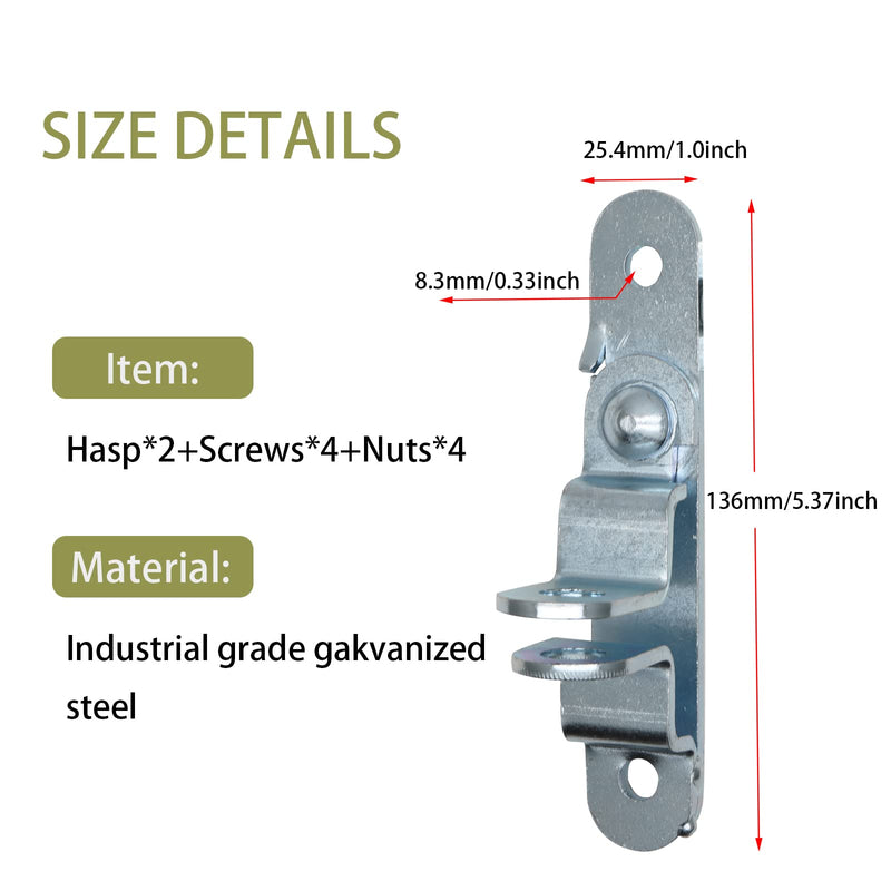 Enclosed Car Hauler Cargo Trailer Door Latch Hasp Keeper - Includes Screws and Waterproof Nuts