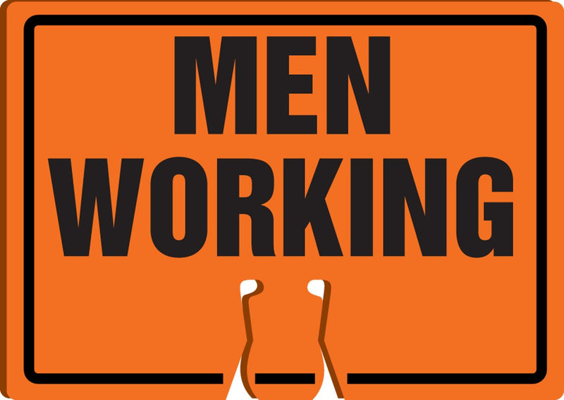 AccuformNMC "Men Working" Traffic Cone Top, Combine With Orange Cones to Create a Warning Sign, 10" x 14" Plastic Cone Sign, Made in the USA, FBC754 Men Working