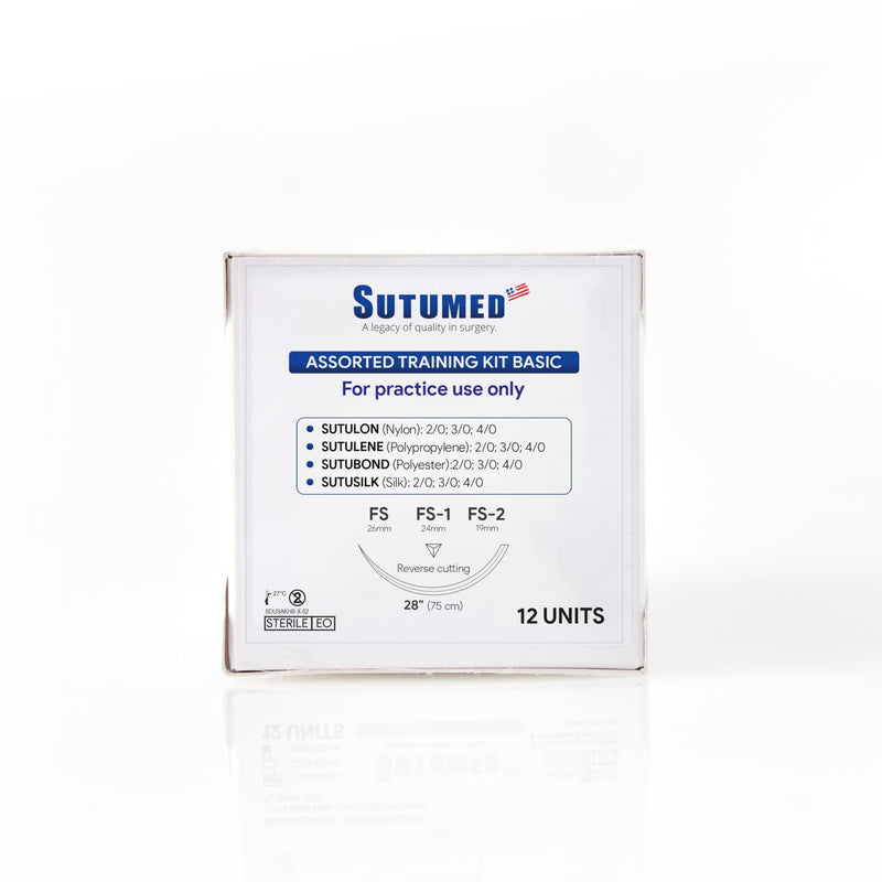 [Australia - AusPower] - Assorted Training Suture Basic Pack | Includes 12 Mixed Suture Thread with Needle 2-0, 3-0, 4-0 Non Absorbable | for Medical Student, Nursing, and Vet Student Suture Training 