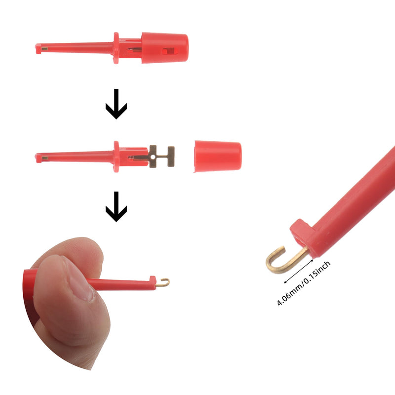 [Australia - AusPower] - DIANN 30pcs Test Hooks Clips Single Hook Clip Colorful Spring Hook Clip Test Grabber Probe for Electronic Testing Multimeter Wire Lead 