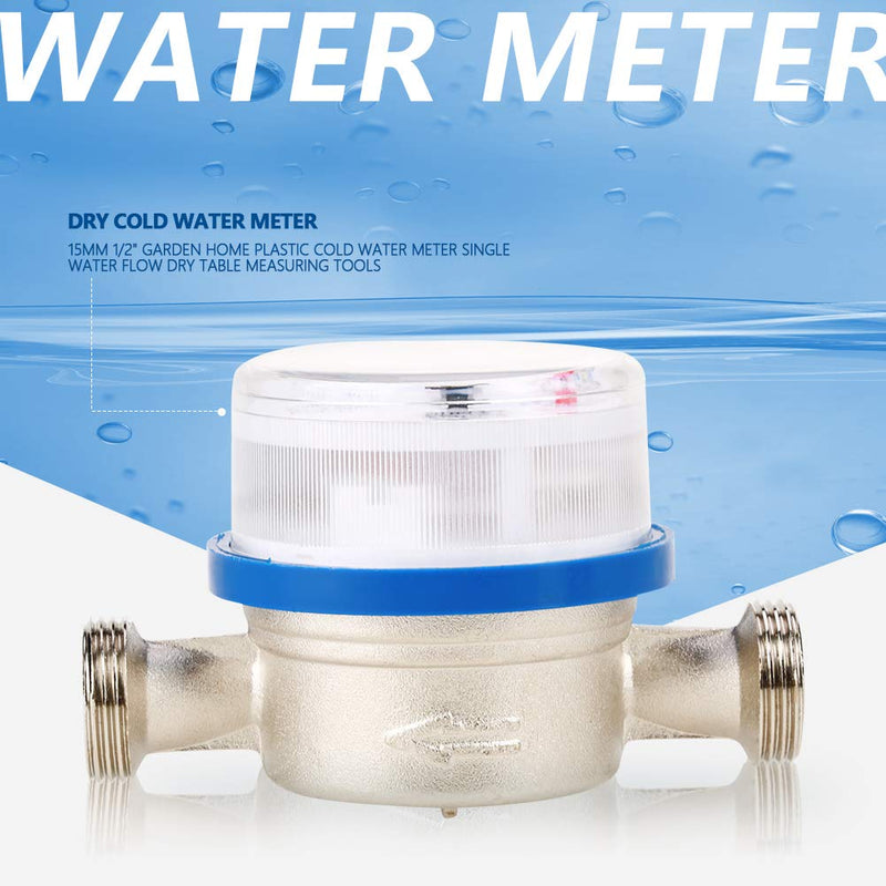 [Australia - AusPower] - Acogedor Water meter flow House and Garden, 15mm 1/2" Plastic Cold Water Meter, Single Water Table Measuring Tools 