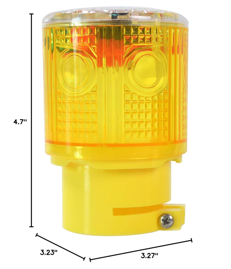 [Australia - AusPower] - Solar Strobe Warning Light Flashing Lamp: 360 Degree Super Bright LED Wireless Install Automatically Turn On/Off IP65 Waterproof for Construction, Traffic, Dock, Marine, Crane Tower, Factory (Yellow) Yellow 