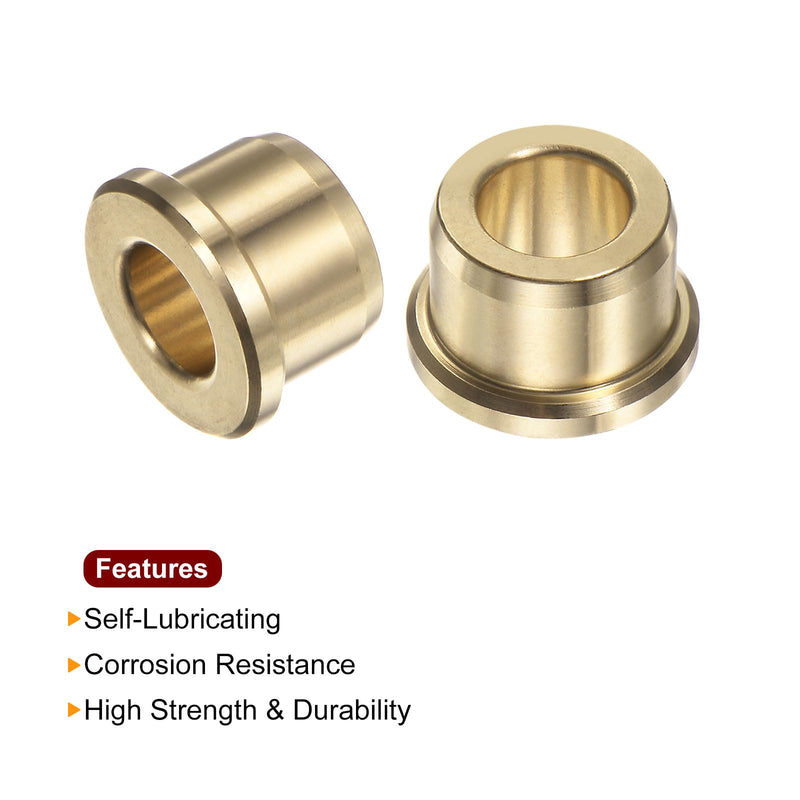 [Australia - AusPower] - 2pcs Flanged Sleeve Bearings 3/8" Bore 5/8" OD 1/2" Length 3/4" Flange Wrapped Oilless Bushings Brass Alloy for Transmission Conveyor Systems 