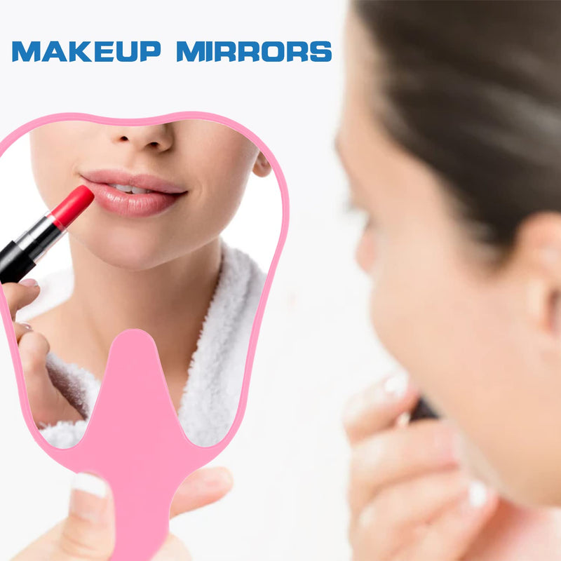 [Australia - AusPower] - Tooth Shaped Handheld Mirror - Hand Held Mirror Tooth Mirror Patient Mirror Dental Hygienist Gifts Pink 