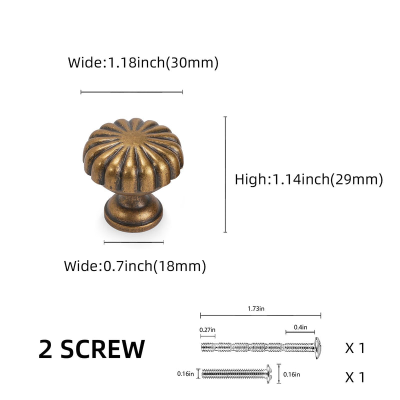 10 Pack Antique Brass Kitchen Cabinet Knobs Vintage Drawer Knobs Aged Bronze Kitchen Cabinet Hardware Zinc Alloy Handles Drawer Knobs Dresser Handles Knob 10