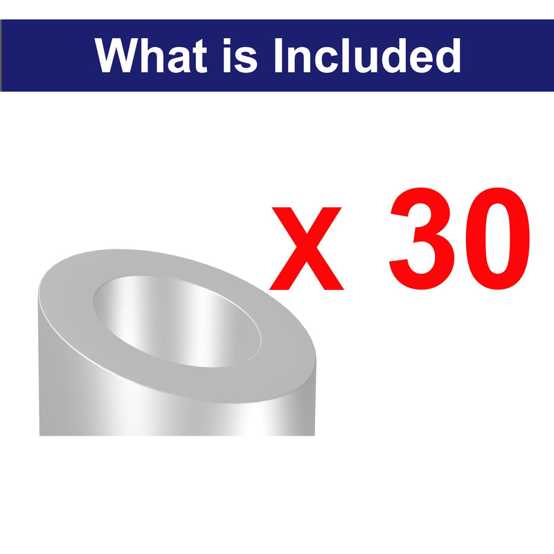 [Australia - AusPower] - 30 Pack Stainless Steel 25 30 35 Degree Angled Bevel Washers - 3/8" ID Angle Washer for Cable Railing Systems, Stair Ends，Fits for 1/8", 3/16" Cables Railing Kits 3/8" Angle Washers 30 Pcs- Silver 