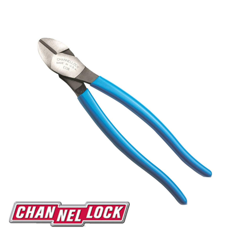 Channellock E338 8-Inch Diagonal Cutting Pliers with Xtreme Leverage Technology (XLT) Requires Less Force to Cut than Other High-Leverage Models | Laser Heat-Treated Cutting Edge for Extended Life | Forged from High Carbon Steel | Made in USA