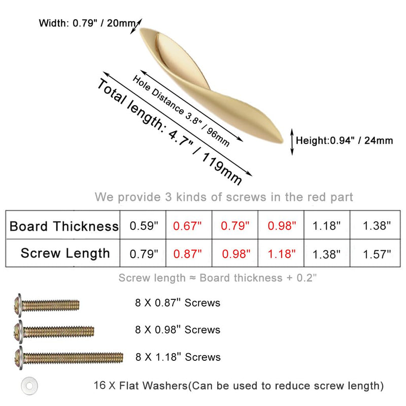 [Australia - AusPower] - 4Pcs Arcuate Pulls Handles Knobs,3.8" C-C Modern Elegant Curved Handle Cabinet Pulls,Create a Spatial Aesthetic,S-Shaped Solid Zinc Alloy Drawer Pull (4 Pack, Pearl Gold, 3.8" Hole Centers) 