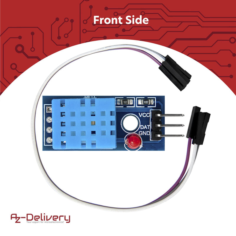 [Australia - AusPower] - AZDelivery DHT11 Breakout Module with Board and Cable Temperature Sensor and Humidity Sensor Compatible with Arduino and Raspberry Pi Includes e-Book! 1 