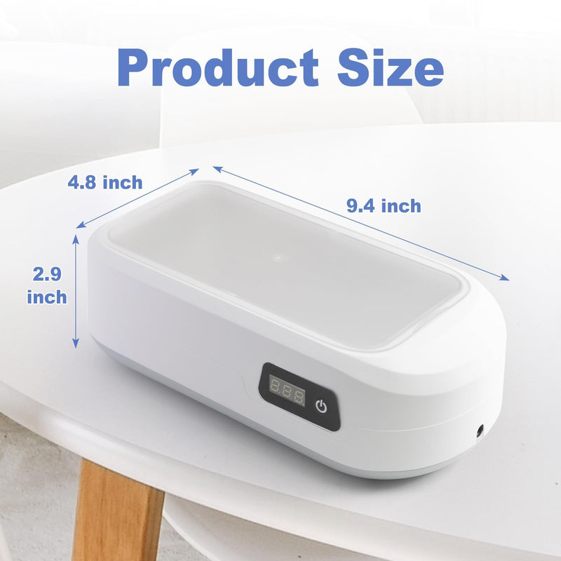 [Australia - AusPower] - Ultrasonic Jewelry Cleaner, 22oz Jewelry Ultrasonic Cleaner 48W Portable Professional Ultrasonic Cleaner for Jewelry, Eyeglass, Watches, Dentures, Ring, Blade Razor 640ml 48KHz(White) 
