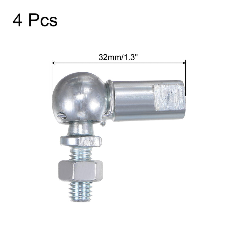 [Australia - AusPower] - uxcell 4pcs CS10 M6 Angle Ball Joint, M6x1.0 Right Hand Thread, A3-Steel Self-lubricating Ball Socket End Fitting 