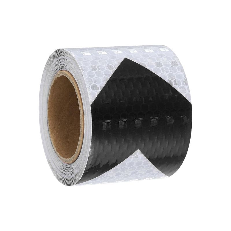 MECCANIXITY Reflective Tape, 2 Inch x 16 ft Self-Adhesive Trailer Reflector Tape Waterproof Warning Safety Sticker Night Reflectors Arrow Tape for Bikes, Black-White 2 Inch x 16 Feet