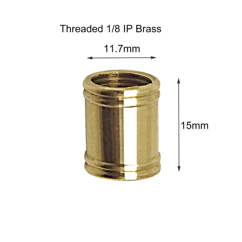 10 PCS Lamp Pipe Brass Coupling 0.6 Inch Long 1/8 IP for Lamp Rod and Light Fixture Assemlby or Repair Lamp Tube Threaded Locknuts