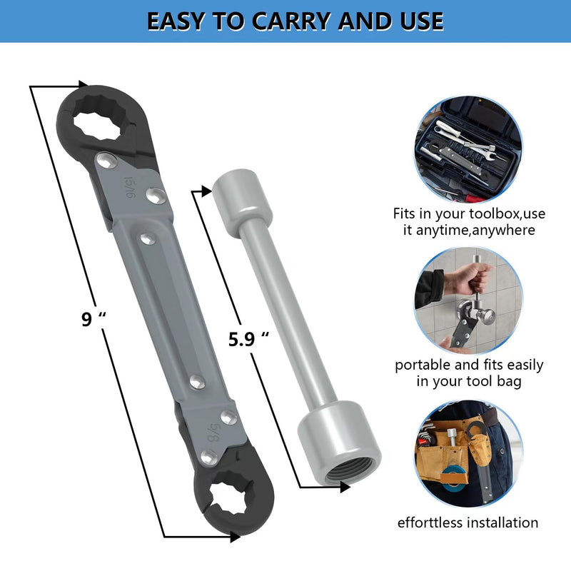 [Australia - AusPower] - Plumbing Tools Angle Stop Wrench Kit, Angle-on Wrench Professional Plumber Wrench Tools for Installing New Compression Angle Stop and Removing the Compression Ring 
