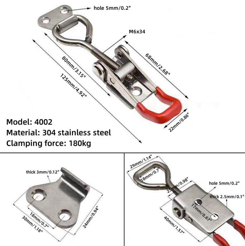 [Australia - AusPower] - Toggle Latch Clamp?Adjustable 304 Stainless Steel Pull Hasp Latches, Quick Release Hand Tool Toggle Clamp for Smoker Lid Jig Case Trunk,Cabinet Tool Box, Door 4002?2-Pack? 