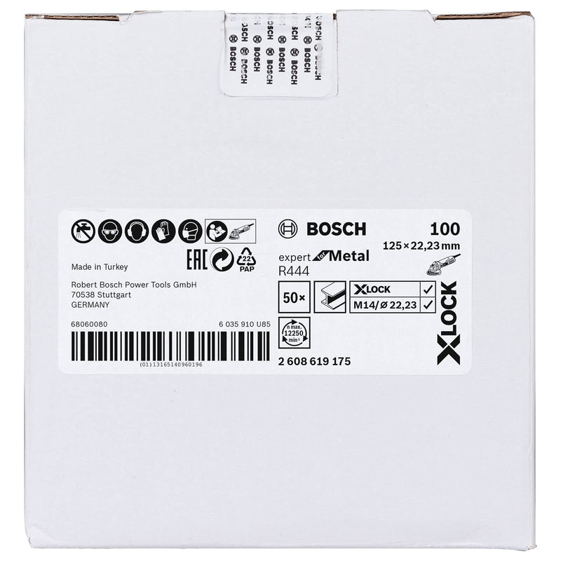 Bosch Professional Expert Fibre Sanding Discs (for Metal, X-LOCK, R444, Diameter 125 mm, Grit 80, Bore Diameter: 22.23 mm)