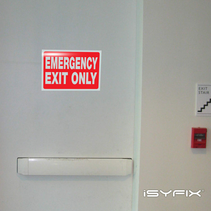 iSYFIX Safety Sign Bundle: Emergency Exit Stickers, Fire Extinguisher Stickers, and Exit Signs Stickers