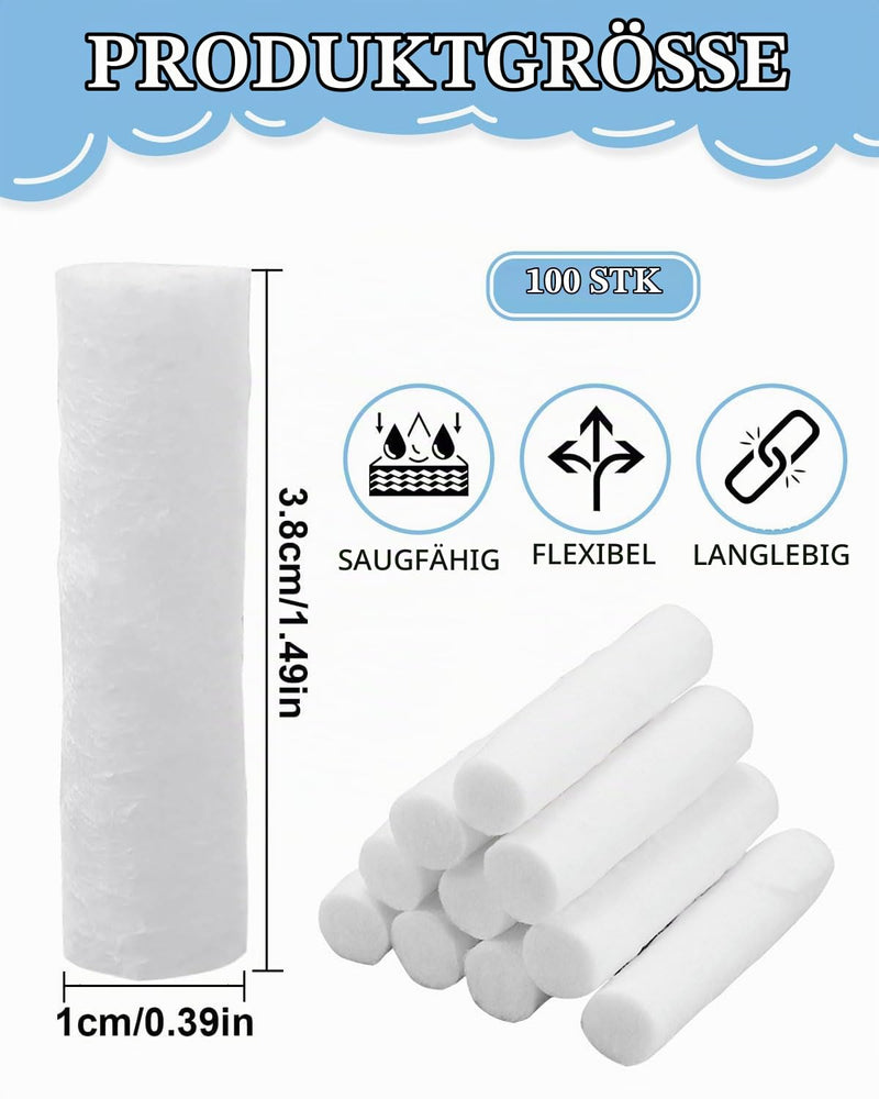 Pack of 100/200 Nose Stoppers Nampons Against Nosebleeds Percent Strong Absorbent Cotton Rolls Soft Gauze Rolls Stop Plugs for Emergency or Accident Suitable for Babies Under