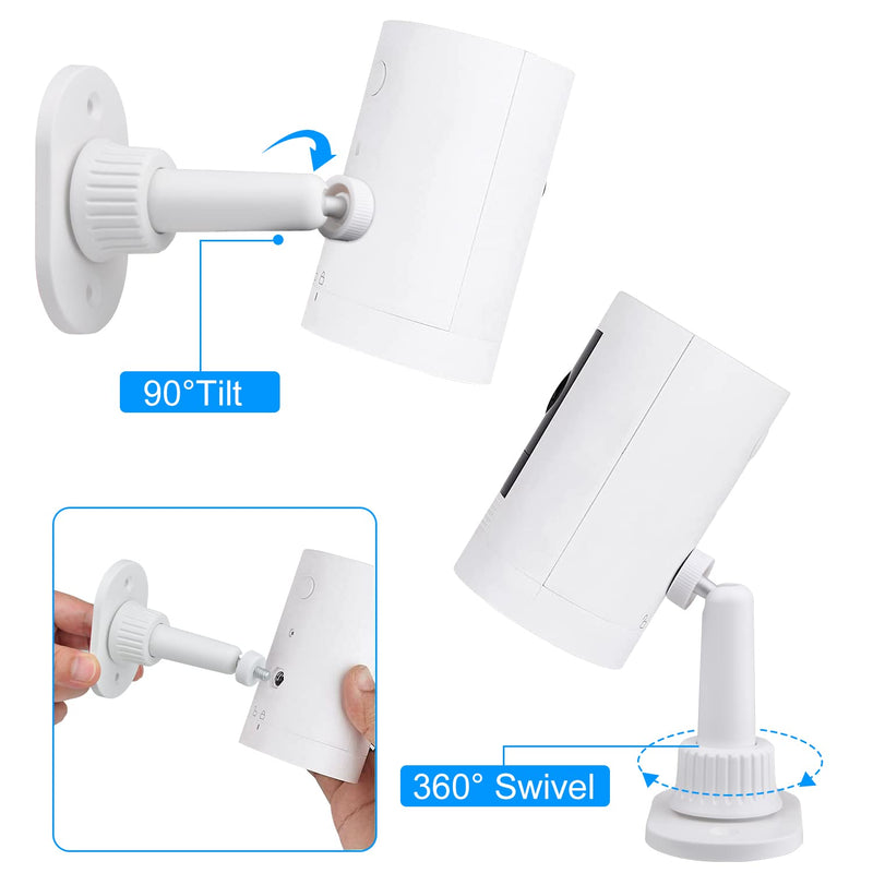 [Australia - AusPower] - 2Pack Strong Adhesive Wall Mount Compatible with Ring Stick Up Cam Wired/Battery and Ring Indoor Cam HD Security Camera,360 Degree Adjustable Mounting Bracket for Camera with 1/4 Screw Head 