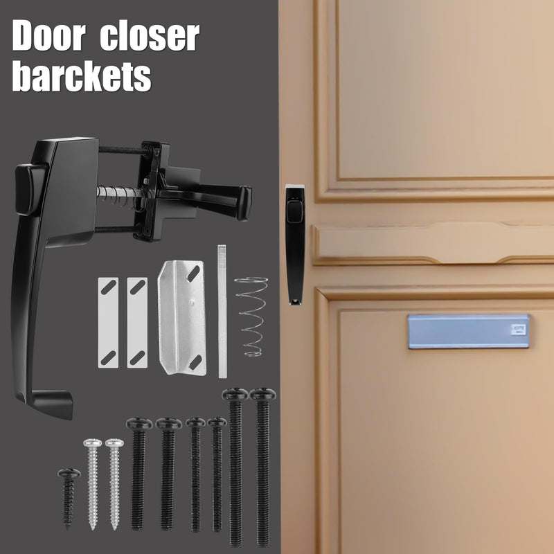 PEUTIER Push Button Storm Door Latch, Heavy Duty Screen Doors Latch with Mounting Hardware Screen Door Closer Replacement for Out-Swinging Doors 5/8" to 1-1/2" Thick set 2
