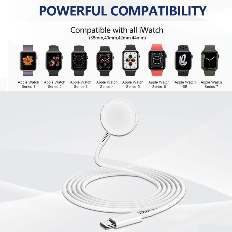 [Australia - AusPower] - 5W Fast Charger for Apple Watch Chargers with 20w Charger Block,USB C Magnetic for i-Watch Fast Charging Cable for Watch Series SE/8/7/6/5/4/3/2/1 Includes 38mm 40mm 42mm 44mm 45mm Size 3FT White-3in1 