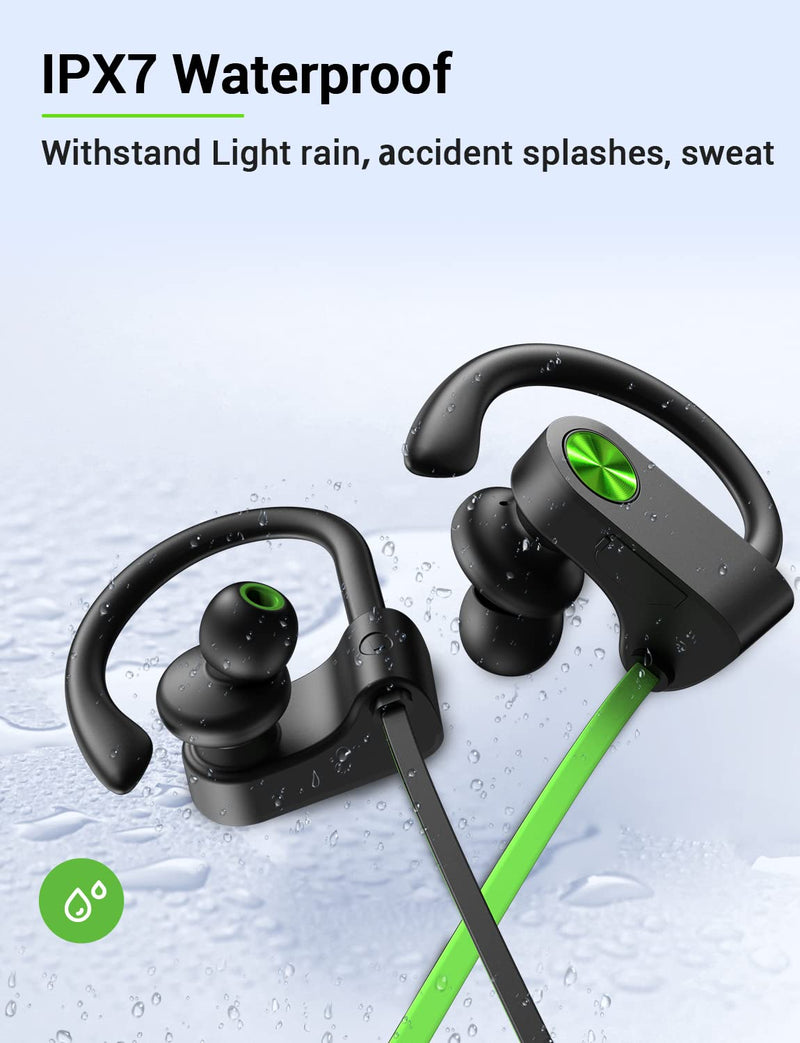 [Australia - AusPower] - Stiive Bluetooth Headphones, 5.3 Wireless Sports Earbuds IPX7 Waterproof with Mic, Stereo Sweatproof in-Ear Earphones, Noise Cancelling Headsets for Gym Running Workout, 16 Hours Playtime - GreenBlack A,GreenBlack 