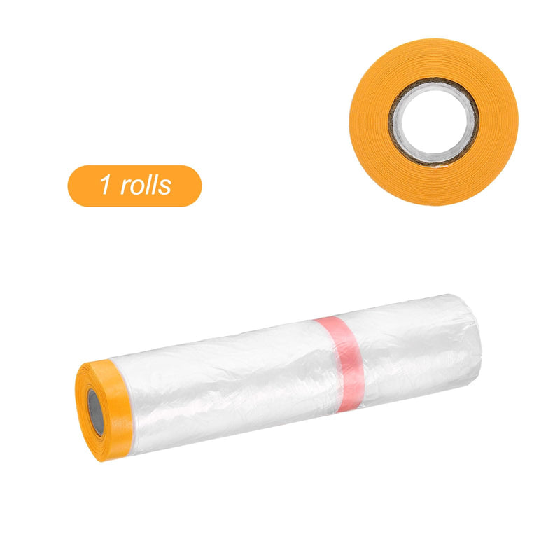 HARFINGTON Pre-Taped Masking Film 157.5" x65.6ft Double Adhesive Tape and Drape Painters Plastic Drop Cloth Film with Tape Plastic Sheeting for Automotive Painting Covering 157.5"x65.6ft 1